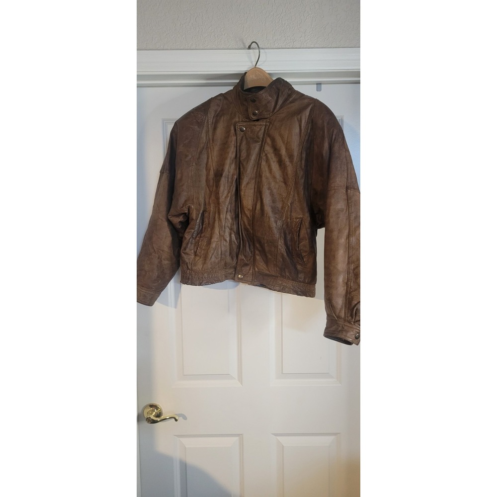 VTG Midway Invasion Force Second Fleet Men's Leather Bomber Jacket, Size 40/LG